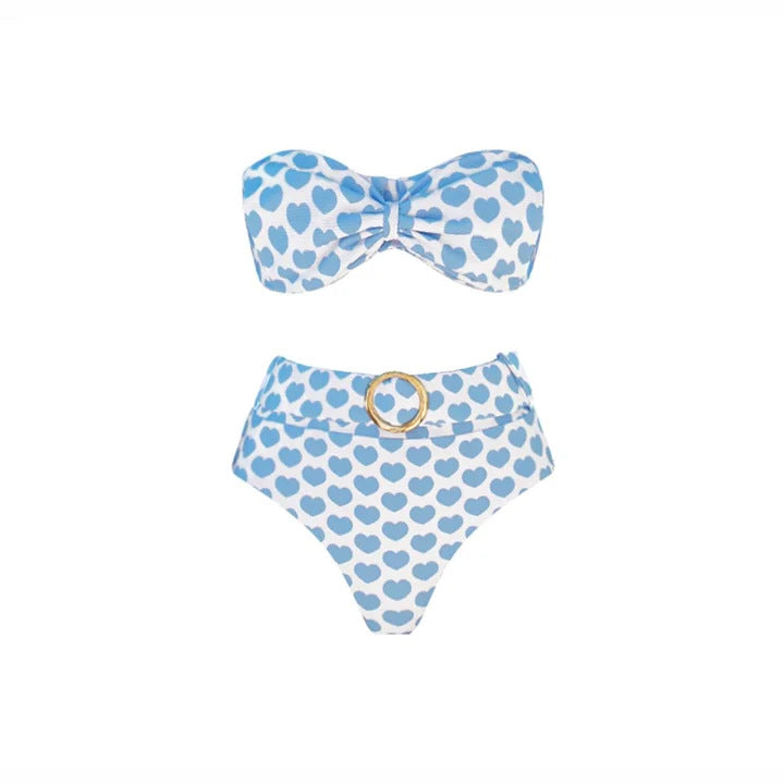 Damen Bikiniset mit Bandeau-Oberteil und Rüschenshorts Drune