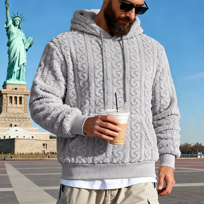 Herren Gefütterter Sherpa‑Hoodie mit Zopfmuster und Kapuze Drune