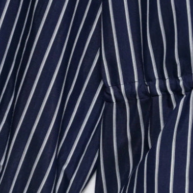 Damen Gestreifte Hemdbluse mit Stehkragen und Tunnelzug Drune