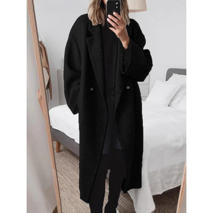 Damen Oversized Wolle-Mantel mit elegantem Revers und doppelt Knopfverschluss Drune