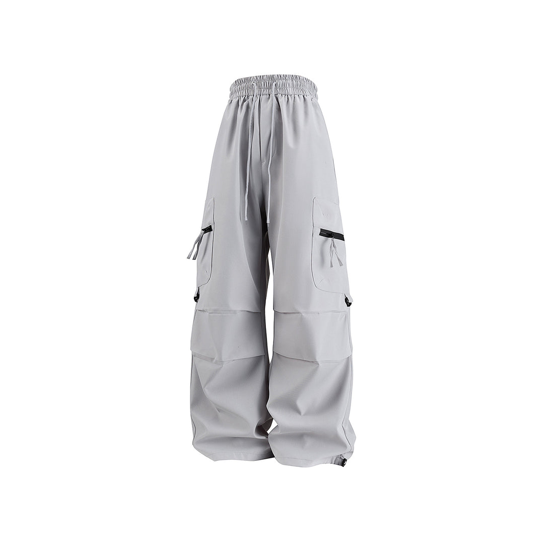 Damen Weite Cargo‑Schlaghose mit hohem Elastbund, Multitaschen und verstellbarem Saum Drune