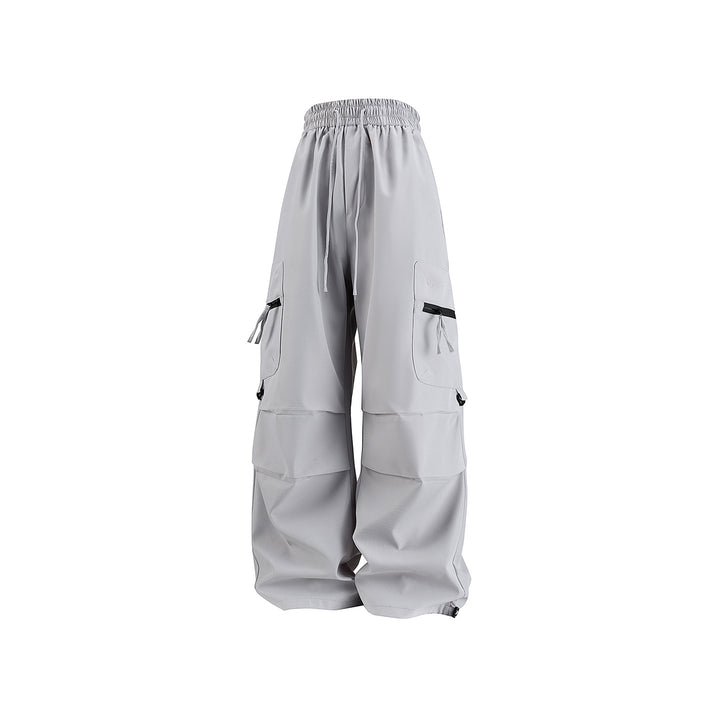 Damen Weite Cargo‑Schlaghose mit hohem Elastbund, Multitaschen und verstellbarem Saum Drune