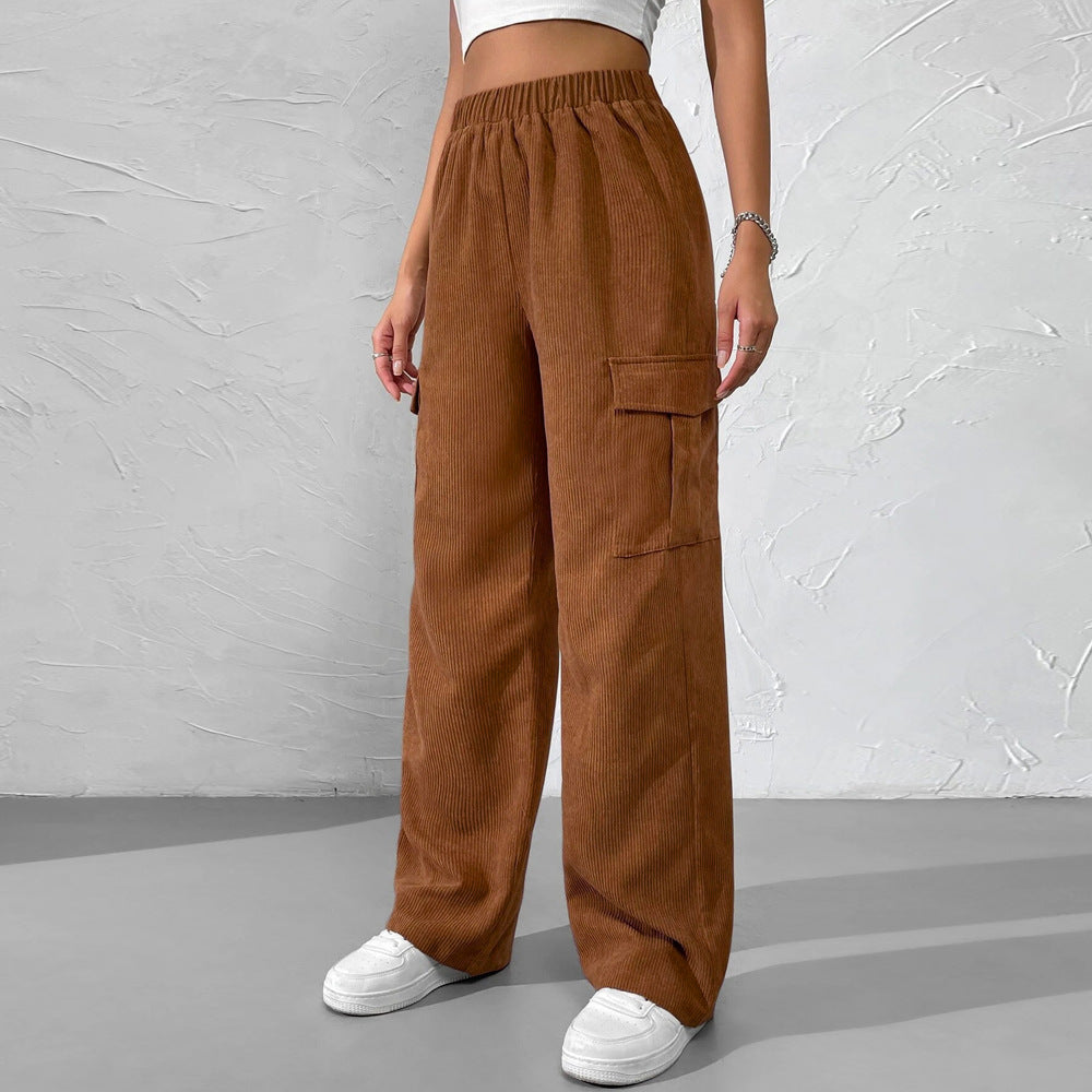 Damen Cargohose aus samtigem Material mit elastischem Bund und praktischen Seitentaschen Drune