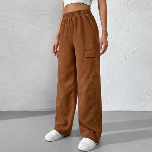 Damen Cargohose aus samtigem Material mit elastischem Bund und praktischen Seitentaschen Drune