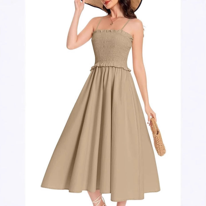 Damen elastisches Maxikleid mit Rüschendetails und geschmeidigem Material Drune
