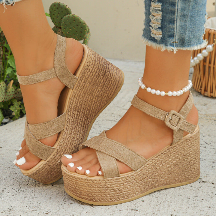 Damen elegante Plateau-Sandalen mit verstellbarem Riemen und komfortablem Fußbett Drune