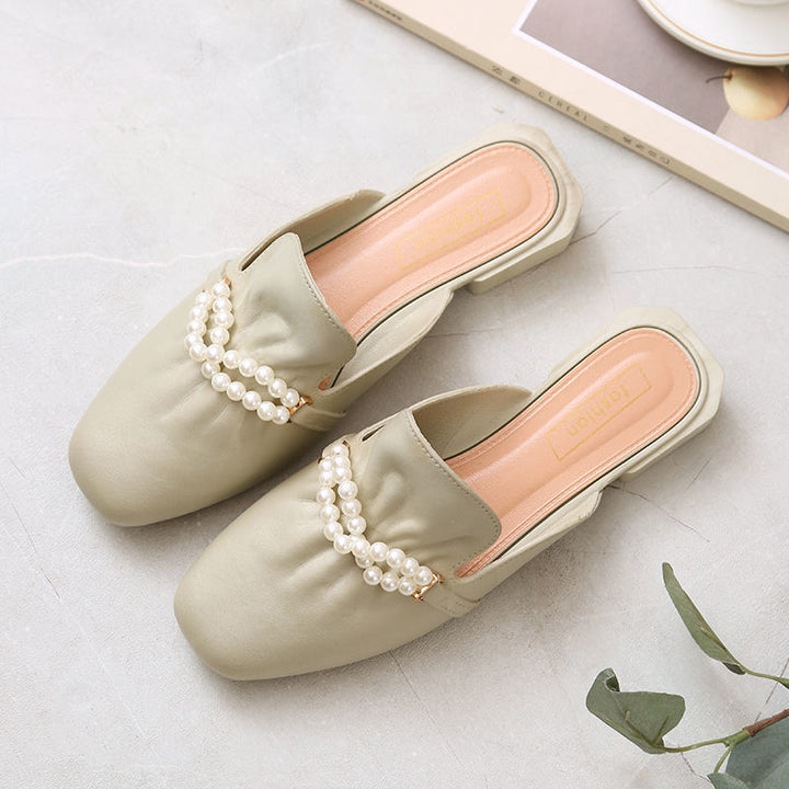 Damen Elegante Mules mit perlenverziertem Design und komfortablem Fußbett Drune