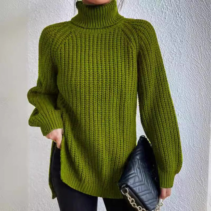 Damen Grobstrickpullover mit hohem Kragen und strukturiertem Muster Drune