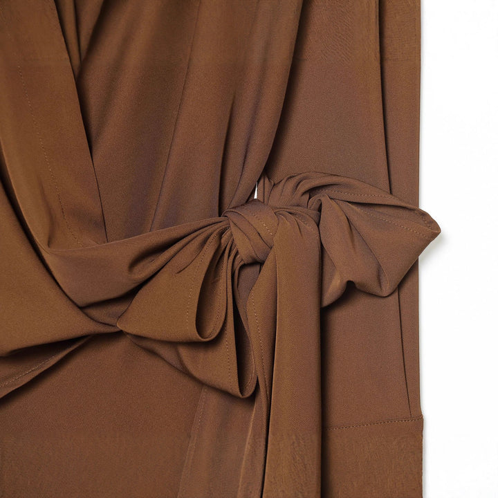 Damen nan fließende Wickelbluse mit weitem Reverskragen, überschnittener Schulter und dekorativem Seitenschleifen-Tie Drune