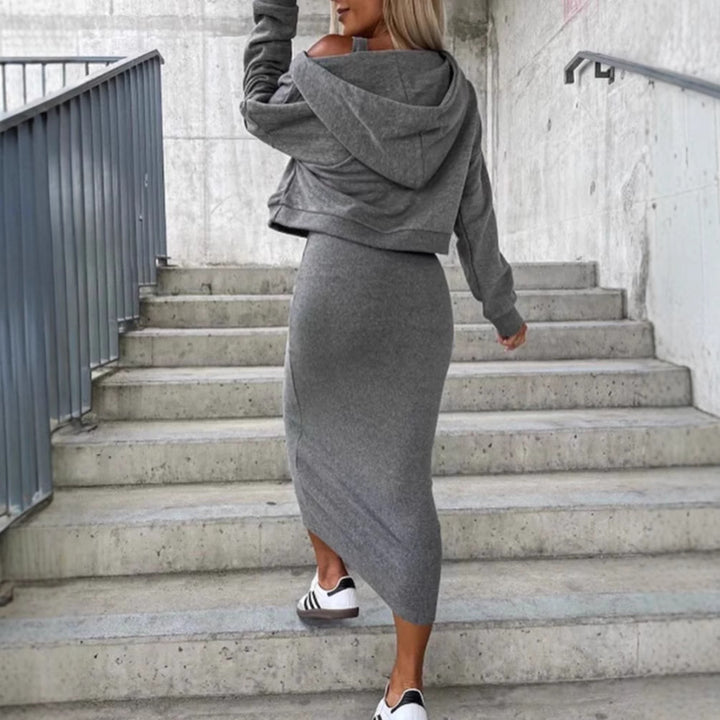Damen nan ärmelloses Feinstrick-Maxikleid mit V-Ausschnitt, körpernaher Silhouette und stretchigem Baumwollmix Drune