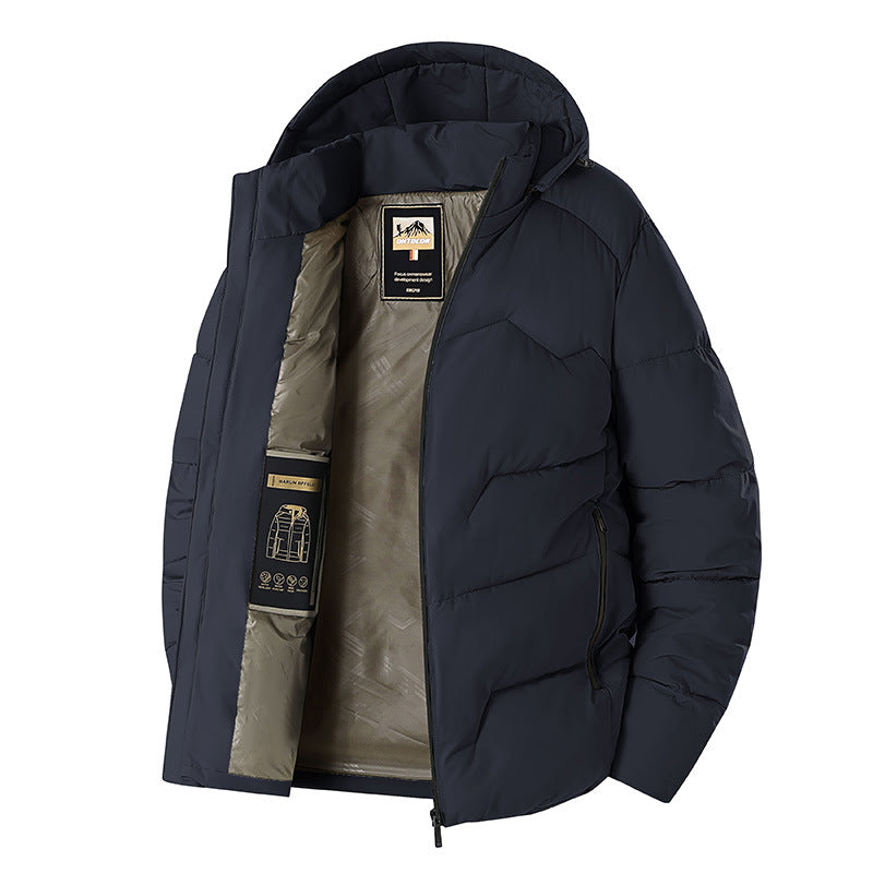Herren Wattierte Kapuzen‑Thermojacke mit winddichter Außenhülle & Reißverschlusstaschen Drune