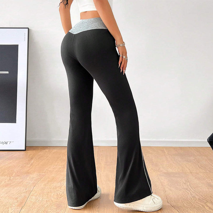 Damen Sportliche Flared-Hose mit hohem Bund und kontrastierenden Seiteneinsätzen Drune