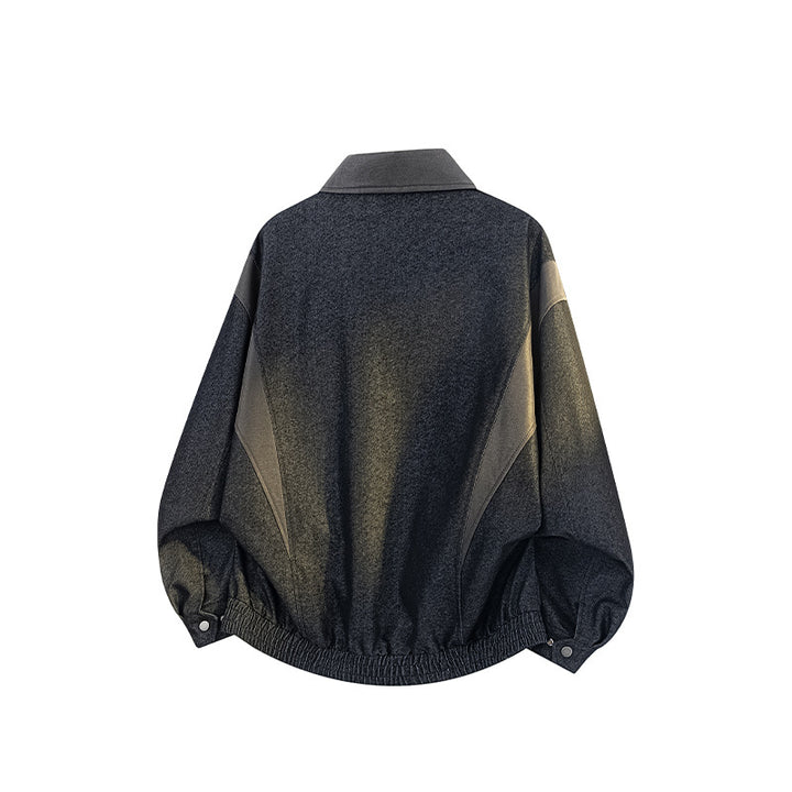 Herren Oversize-Übergangsjacke aus Wollmix mit Hemdkragen, Brust‑Zipper & elastischem Saum Drune