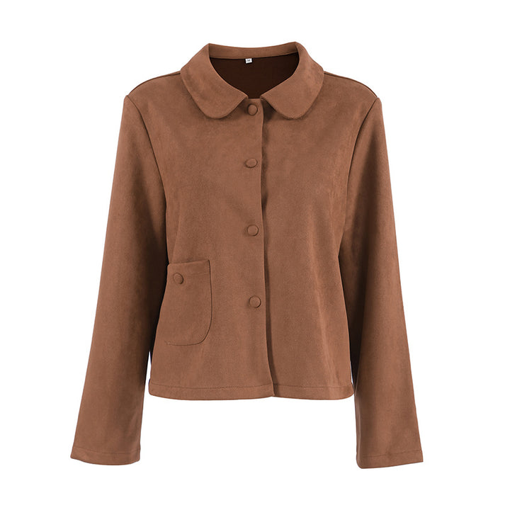Damen Suede Jacke mit geschlossenen Knöpfen Drune