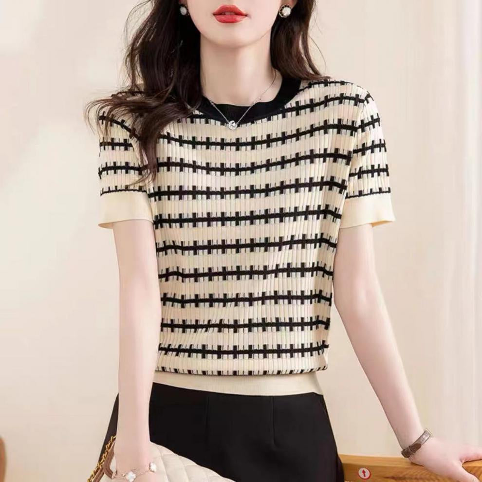 Damen elegantes, strukturiertes Kurzarmshirt mit einzigartigem Design Drune