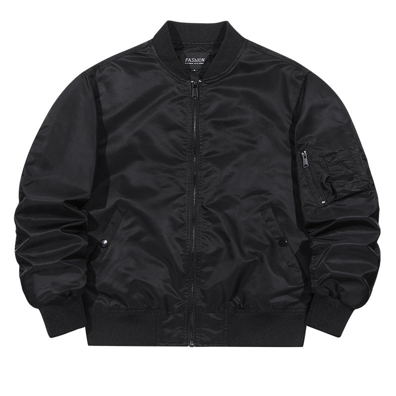 Men's  matte-shell insulated bomber jacket with reinforced sleeve zip pocket and snap-flap hand pockets Drune