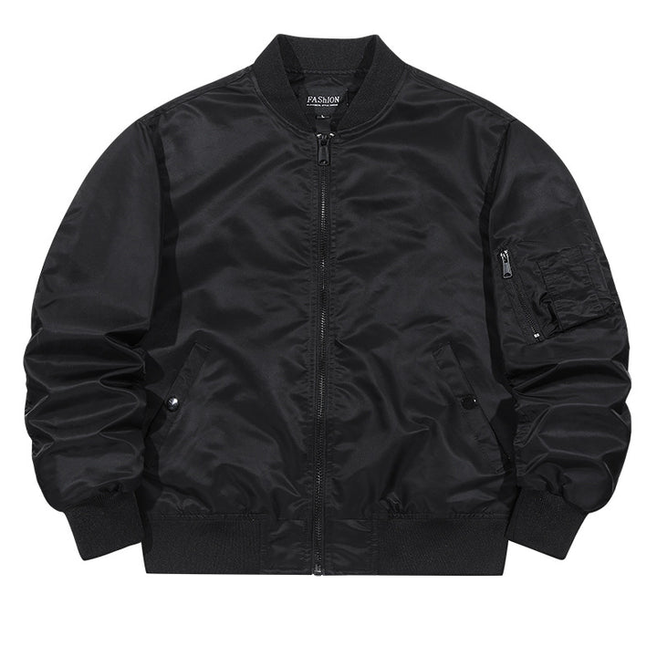 Men's  matte-shell insulated bomber jacket with reinforced sleeve zip pocket and snap-flap hand pockets Drune