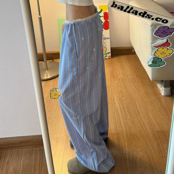 Damen lockere Schlafhose mit eleganten Streifen Drune