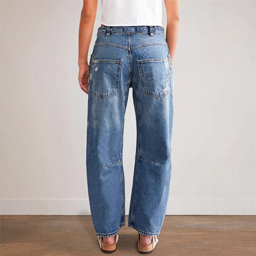 Damen Denim-Hosen mit großflächigen Taschen Drune