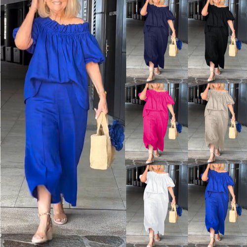 Damen luftige Sommerbluse mit off-shoulder Design und lässigen Ärmeln Drune