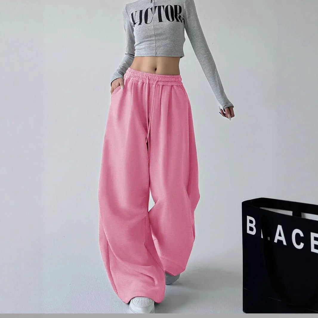 Damen nan extraweite High‑Waist-Loungehose mit elastischem Kordelbund, Kordelzug und praktischen Seitentaschen Drune