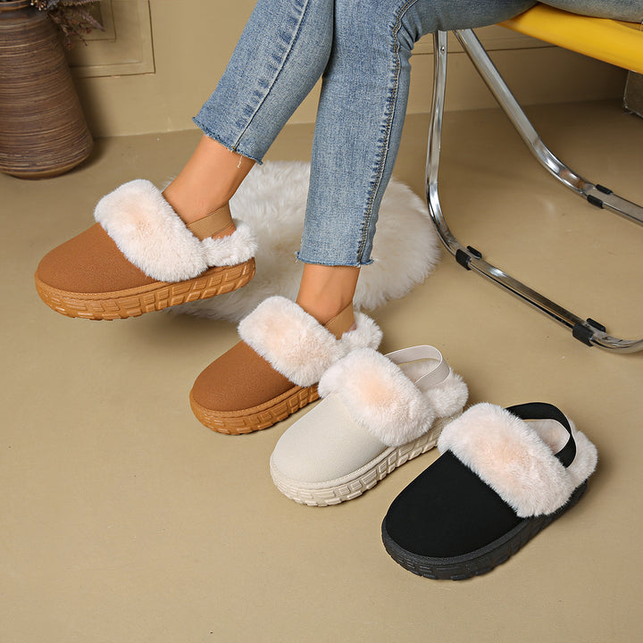 Damen Gefütterte Plateau‑Pantoffel Clogs mit elastischem Fersenriemen Drune