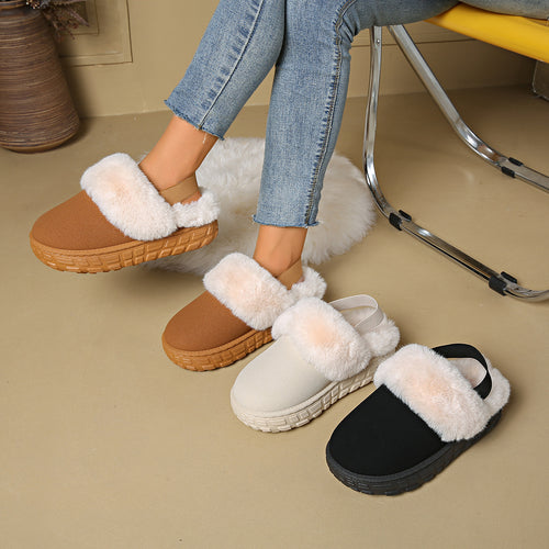 Damen Gefütterte Plateau‑Pantoffel Clogs mit elastischem Fersenriemen Drune