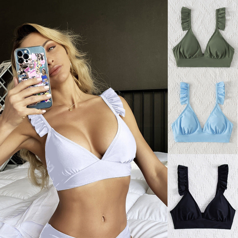 Damen Triangel-Bikinioberteil mit Rüschen Drune
