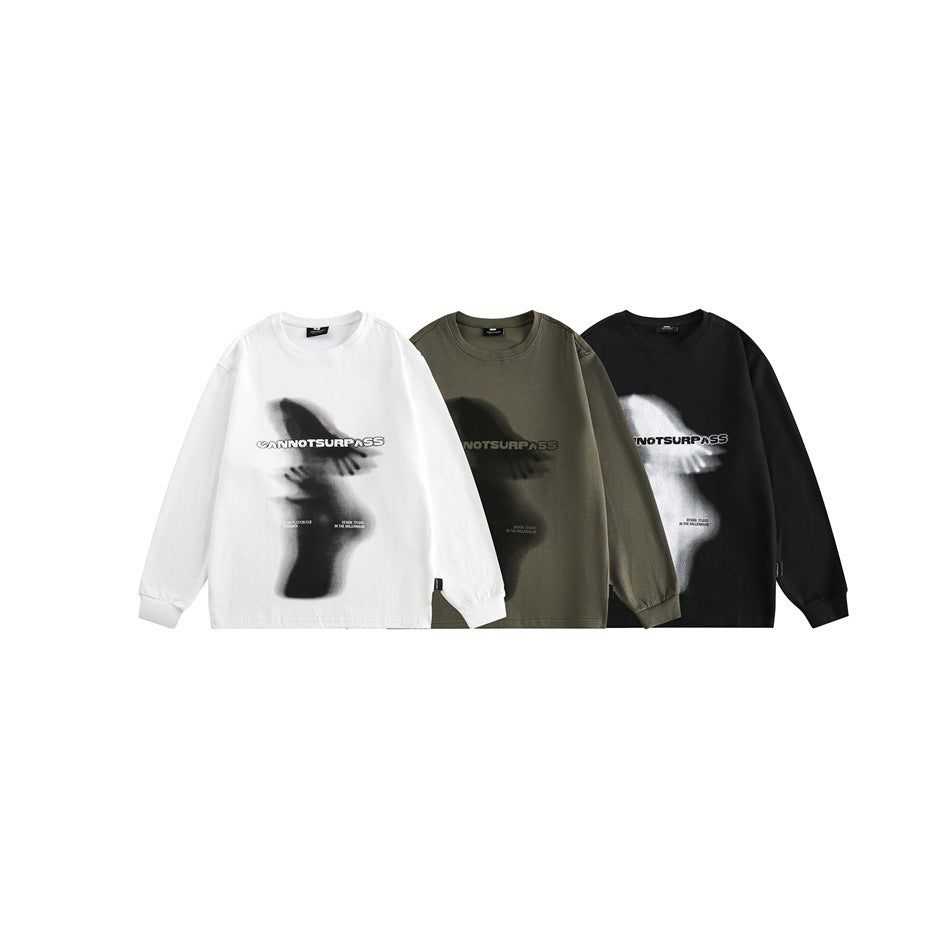 Unisex Oversize-Langarmshirt mit surrealem Photoprint und gerippten Bündchen Drune