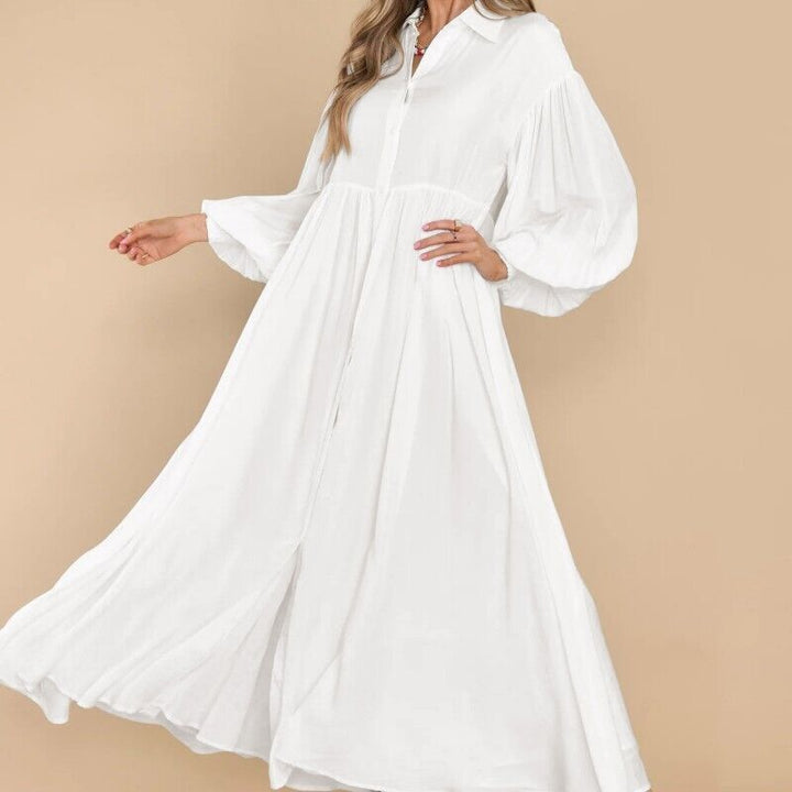 Damen Fließendes Button-Up Maxi-Kleid Drune