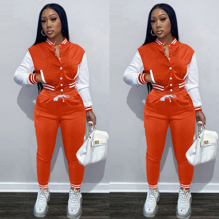 Damen Sportliches Set mit cropped Jacke und Jogginghose im modernen Look Drune