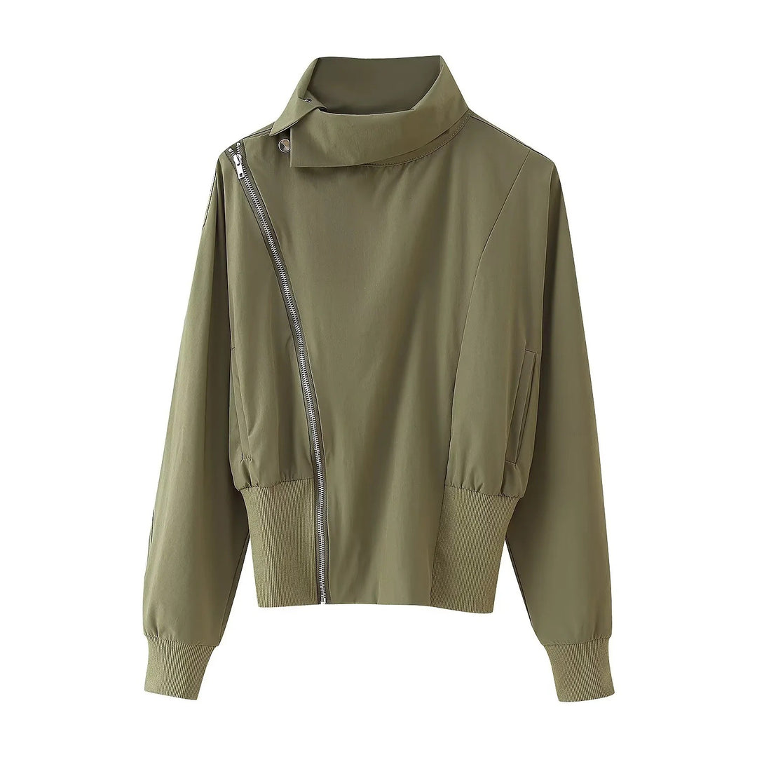 Damen Übergangsjacke mit modernem asymmetrischem Reißverschluss und hohen Kragen Drune