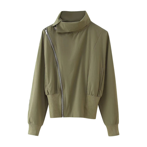 Damen Übergangsjacke mit modernem asymmetrischem Reißverschluss und hohen Kragen Drune