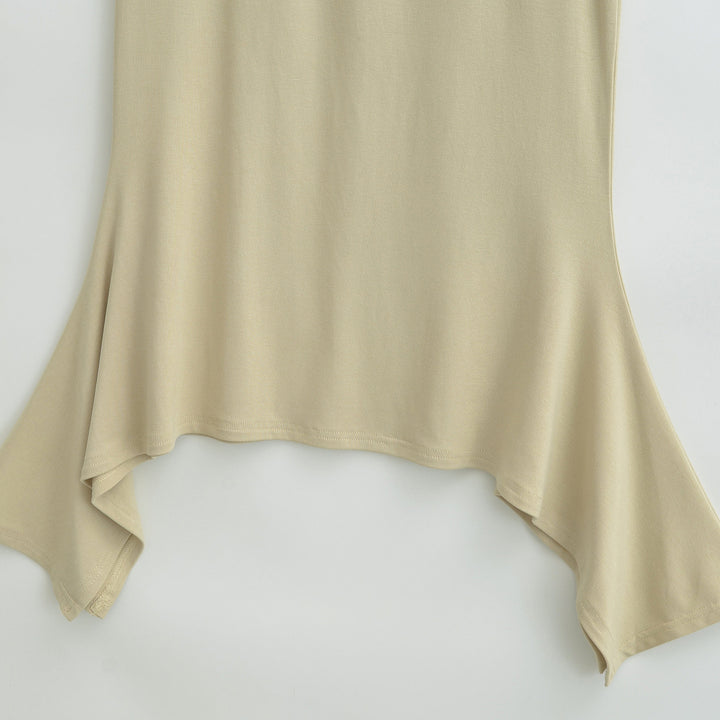 Damen Asymmetrischer Jersey-Midirock mit elastischem Bund und Zipfelsaum Drune