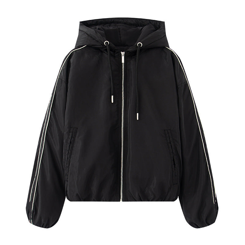 Damen sportliche Übergangsjacke mit Kapuze und seitlichen Reißverschlüssen Drune