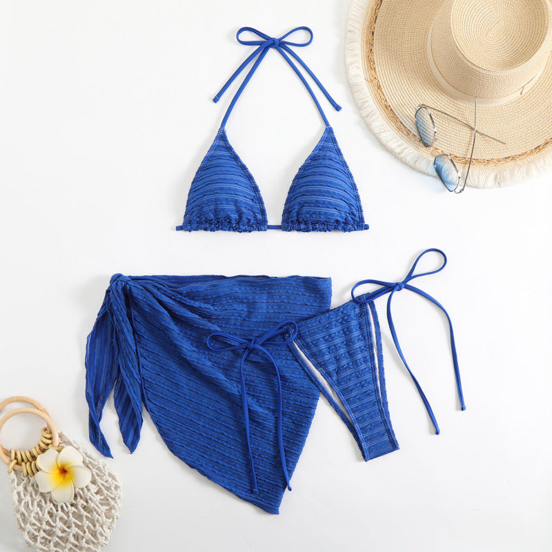 Damen Triangel-Bikini mit verstellbarem Wickelrock und stylischen Rüschendetails Drune