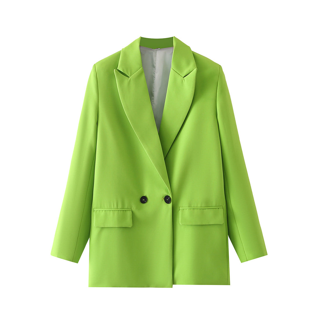 Damen Oversize Doppelreihiger Blazer mit fallendem Revers und weicher Innenfütterung Drune