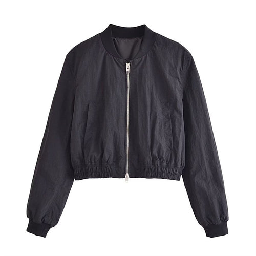 Damen Kurze Cropped-Bomberjacke aus leichtem Windbreaker‑Material mit Rippbündchen und seitlichen Einschubtaschen Drune