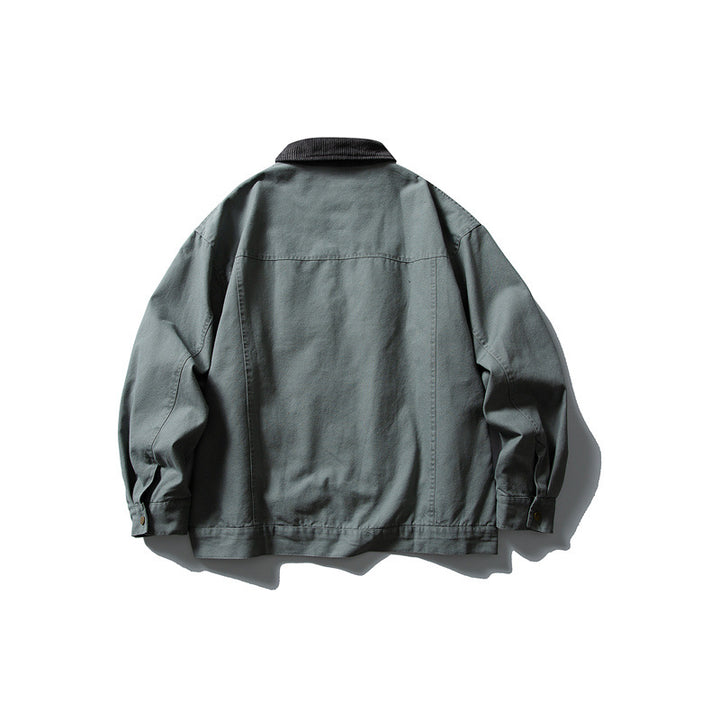 Herren Boxy-Canvas-Blousonjacke mit Cordkragen und durchgehendem Reißverschluss Drune