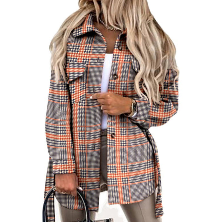 Damen Karo Oversized-Hemdjacke mit Taschen Drune