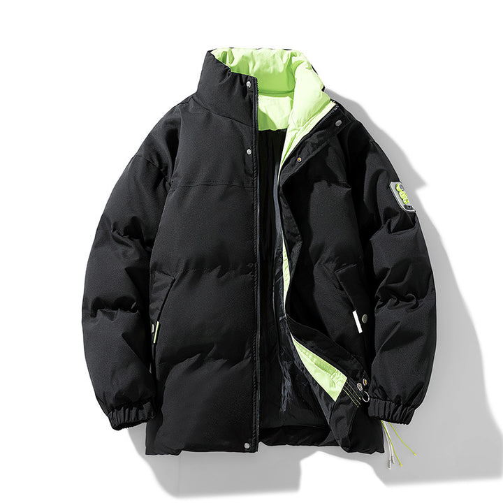 Damen Wattierte Steppjacke mit hohem Stehkragen, kontrastiertem Futter und Kordelzug Drune
