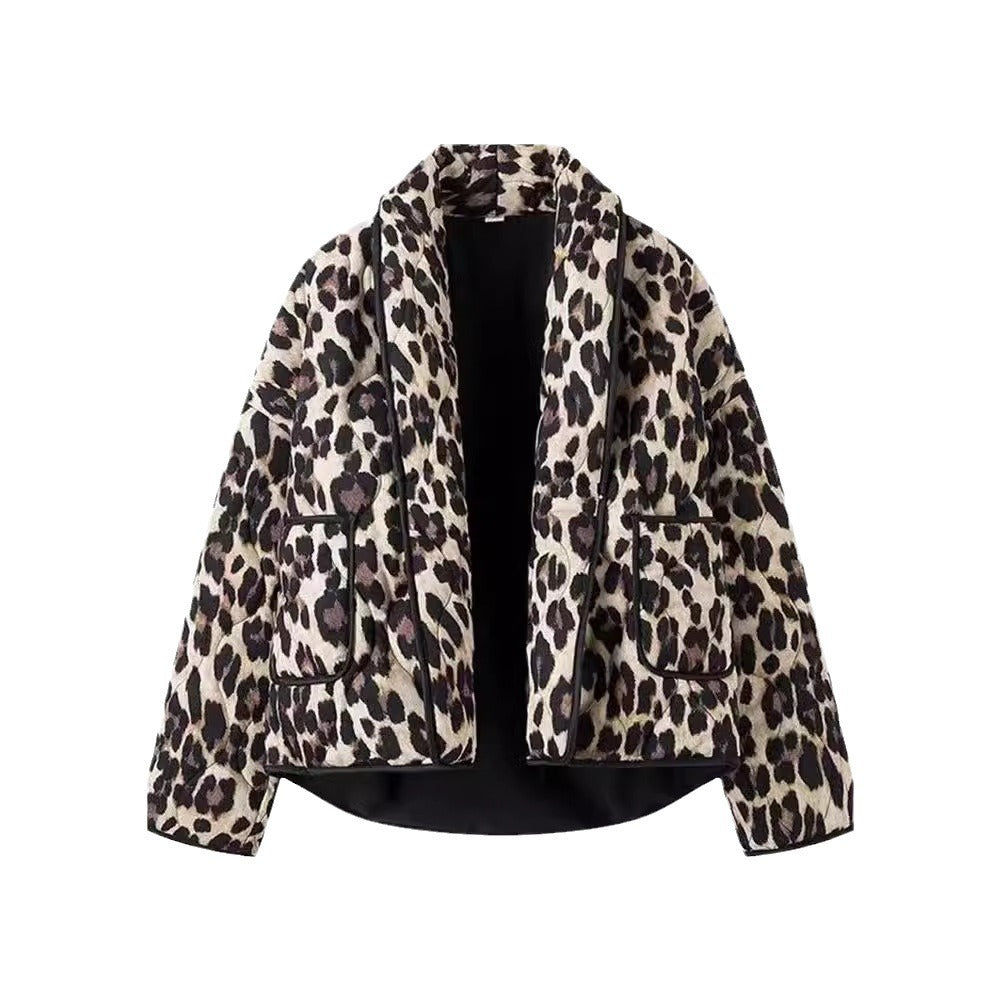 Damen Übergröße Blazer mit animalischem Print und eleganten Akzenten Drune