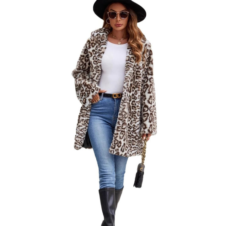 Damen Modischer Leopardenfell Mantel Drune
