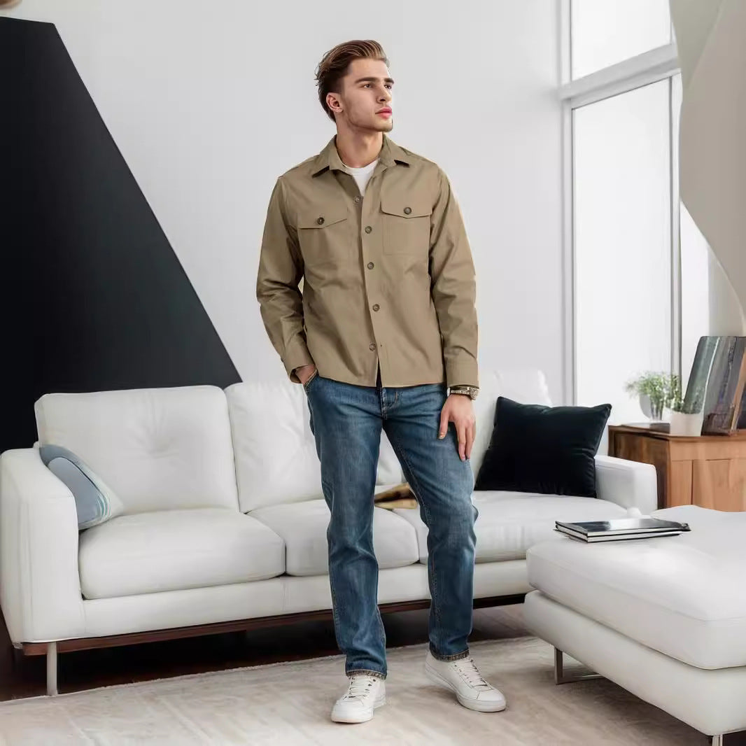 Herren lässige Utility-Jacke mit praktischen Klappentaschen und modernem Schnitt Drune