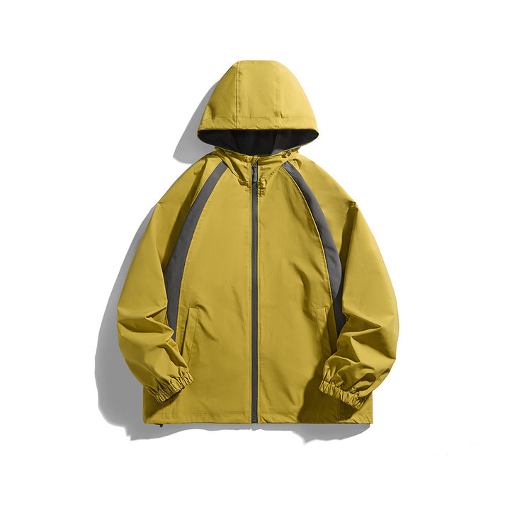 Herren Kapuzen-Windjacke im sportiven Colorblock-Design mit verstellbarem Saum Drune