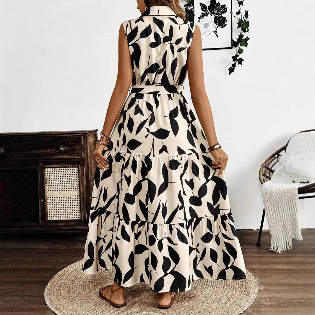 Damen Hemdkleid mit Bindeband und voluminösem Rock Drune