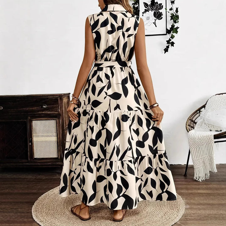 Damen Hemdkleid mit Bindeband und voluminösem Rock Drune