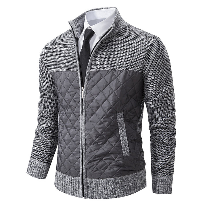 Herren nan gesteppte Hybrid-Strickjacke mit diamantsteppung, Stehkragen, isolierendem Thermofutter und Reißverschluss Drune