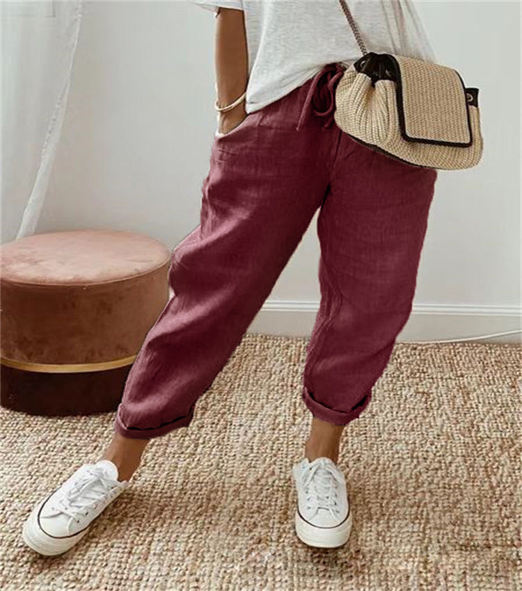 Damen Lockere Bedruckte Jogger mit Kordelzug und Rippbund Drune