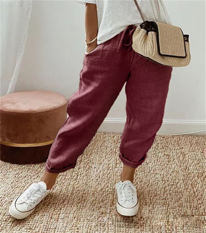 Damen Lockere Bedruckte Jogger mit Kordelzug und Rippbund Drune